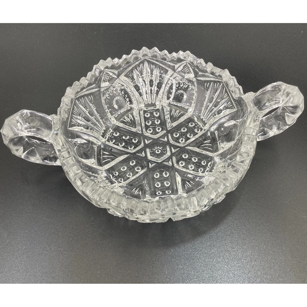 Vintage EAPG Imperial Diamonds & Fans #212 4.5" Nut/Candy Bowl/Nappy W Handles